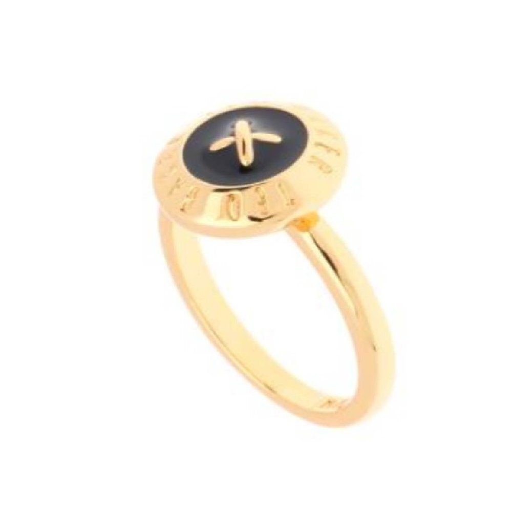 Ted Baker Black Gold Ester Enamel Button Ring